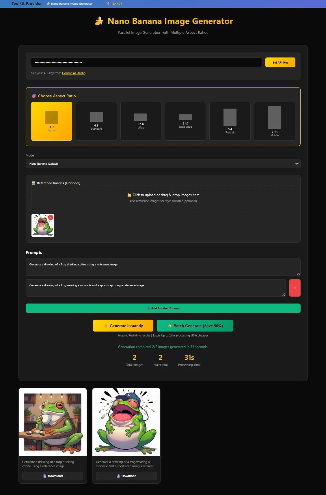Pratinjau Generator Gambar API Nano Banana